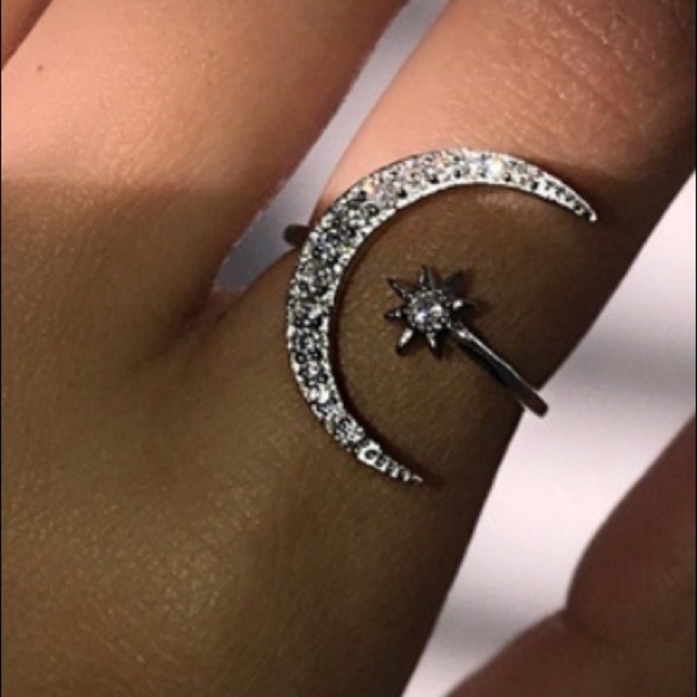 LAST! 5 stars only! NWT rhinestone moon ring midi - Picture 3 of 4